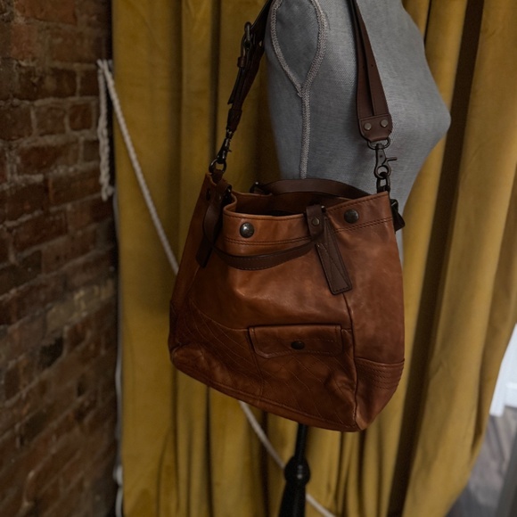 FRYE SAMANTHA QUILTED LEATHER TOTE - BROWN IN COGNAC - Picture 6 of 6